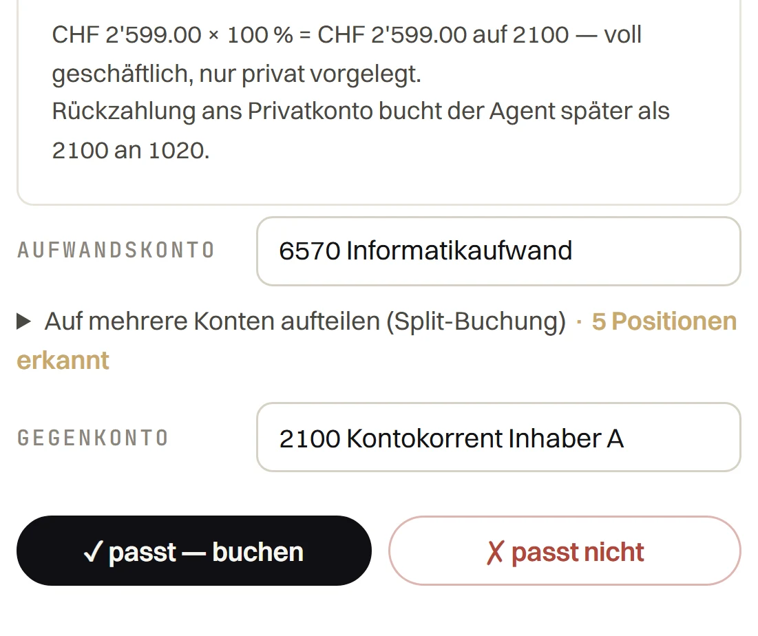 Freigabe und Buchung durch den Sachbearbeiter